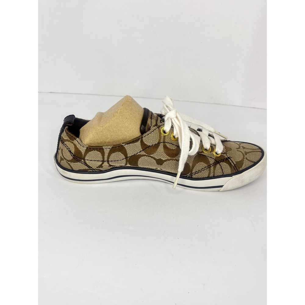 Coach Suzy Sneakers Women 6.5B Brown Signature C Canvas Monogram Low Top Shoes - Picture 6 of 16